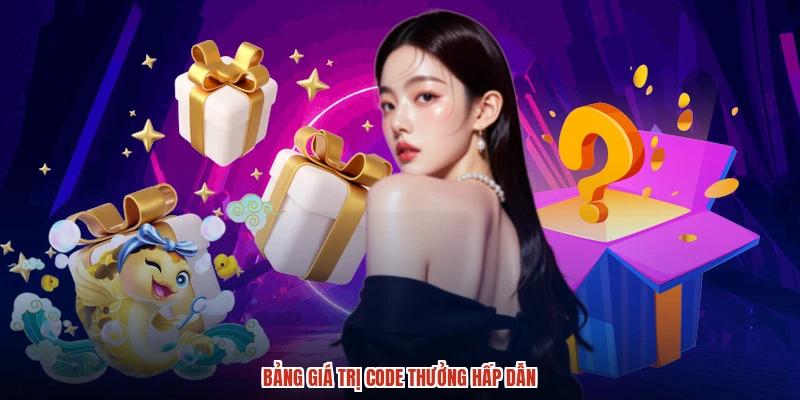 Bảng giá trị code thưởng hấp dẫn